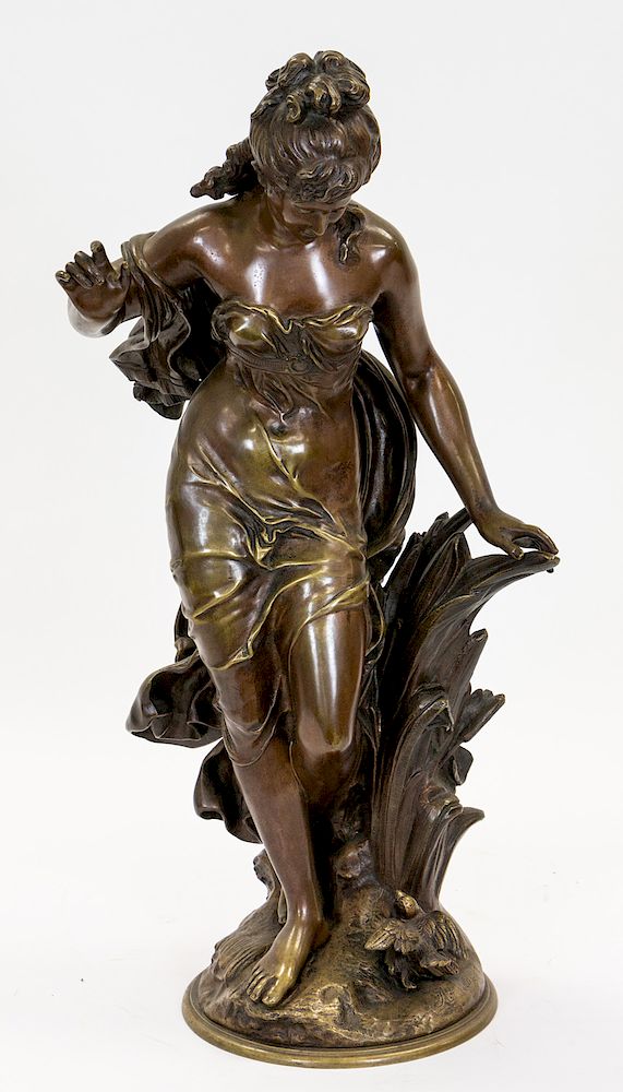 Appraisal: A BRONZE FIGURE OF A WOMAN TH CENTURY A BRONZE