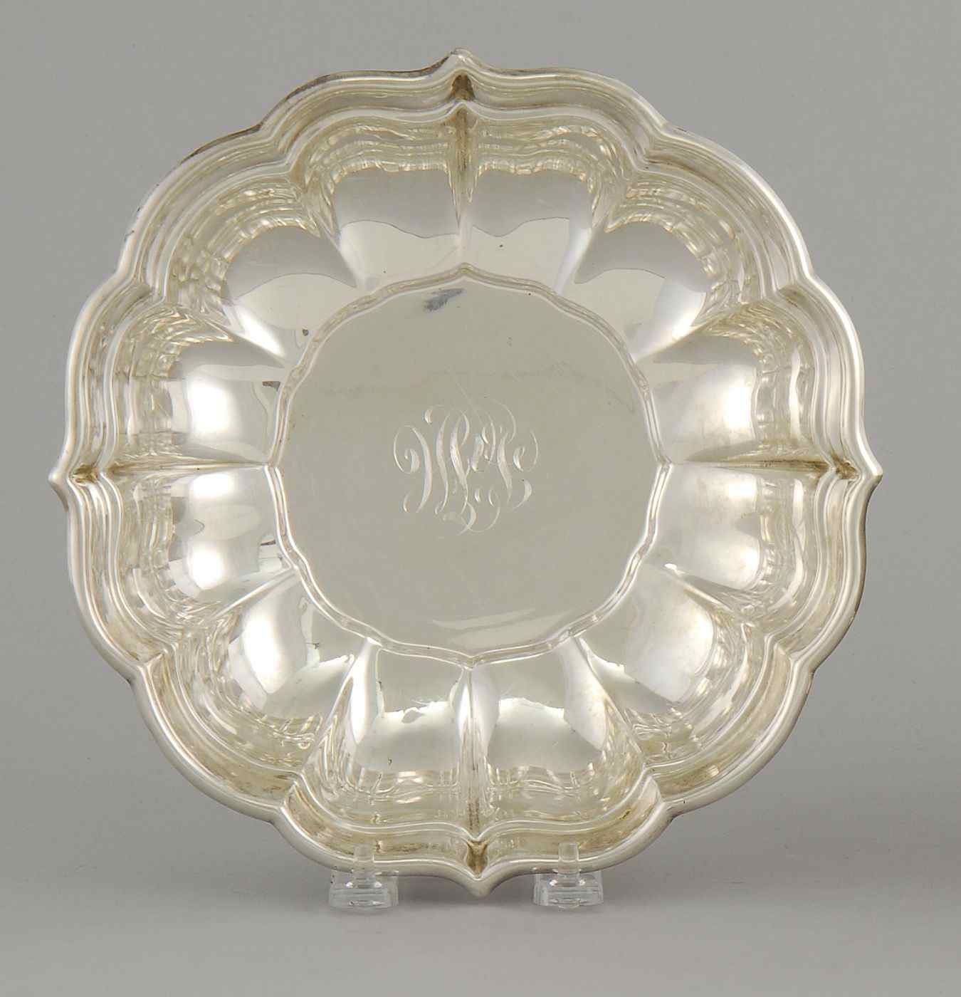 Appraisal: REED BARTON STERLING SILVER BOWLCirca In the Windsor'' pattern Monogrammed