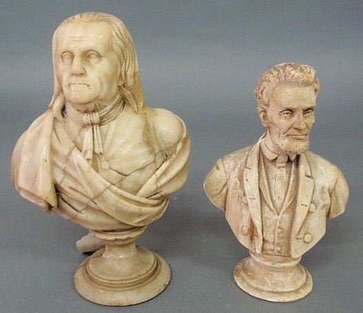 Appraisal: Marble bust of Benjamin Franklin h and a plaster bust