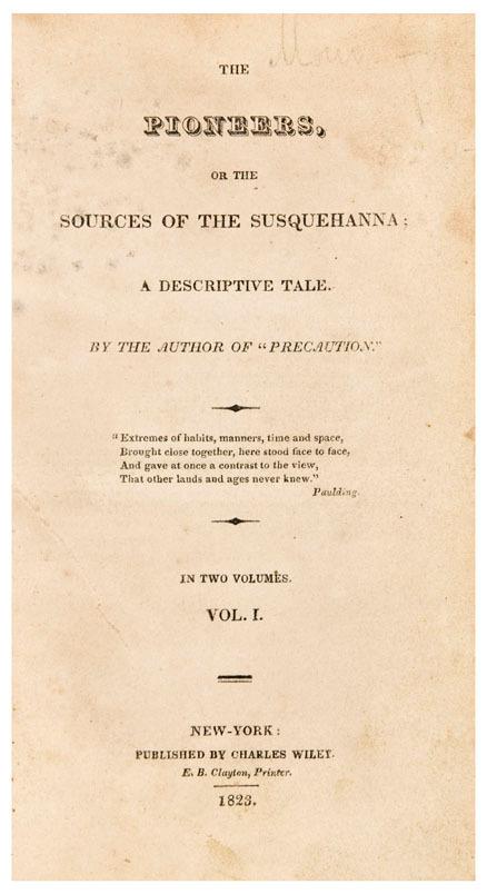 Appraisal: COOPER James Fenimore The Pioneers New York Charles Wiley volumes