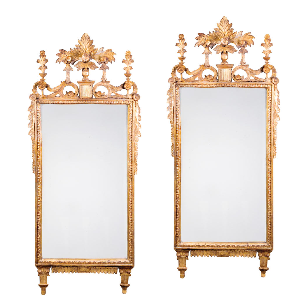 Appraisal: Pair of Northern Italian Neoclassical Style Gilt-Wood Mirrors Each rectangular