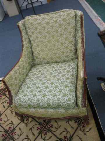 Appraisal: Slipper Style Chair mahogany brocade fabric