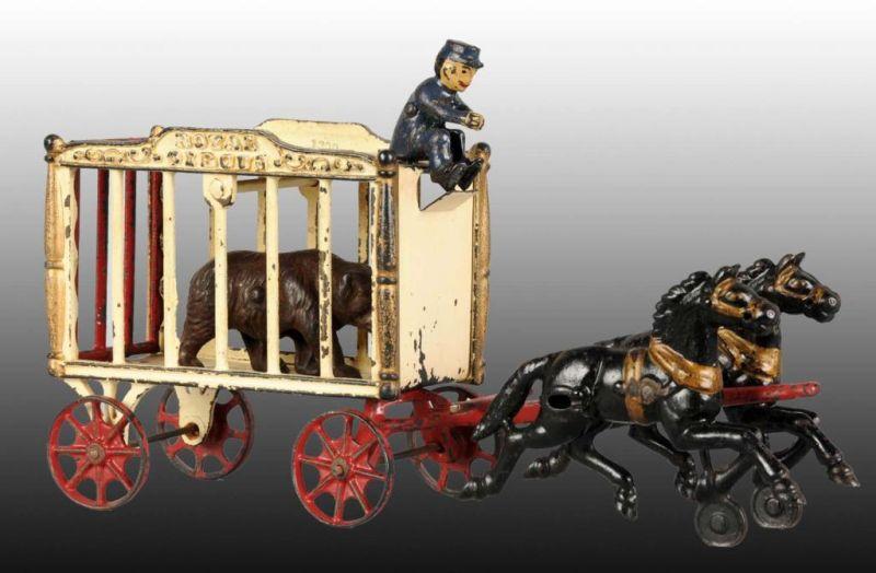 Appraisal: Medium Cast Iron Hubley Royal Circus Wagon Toy Description Gold