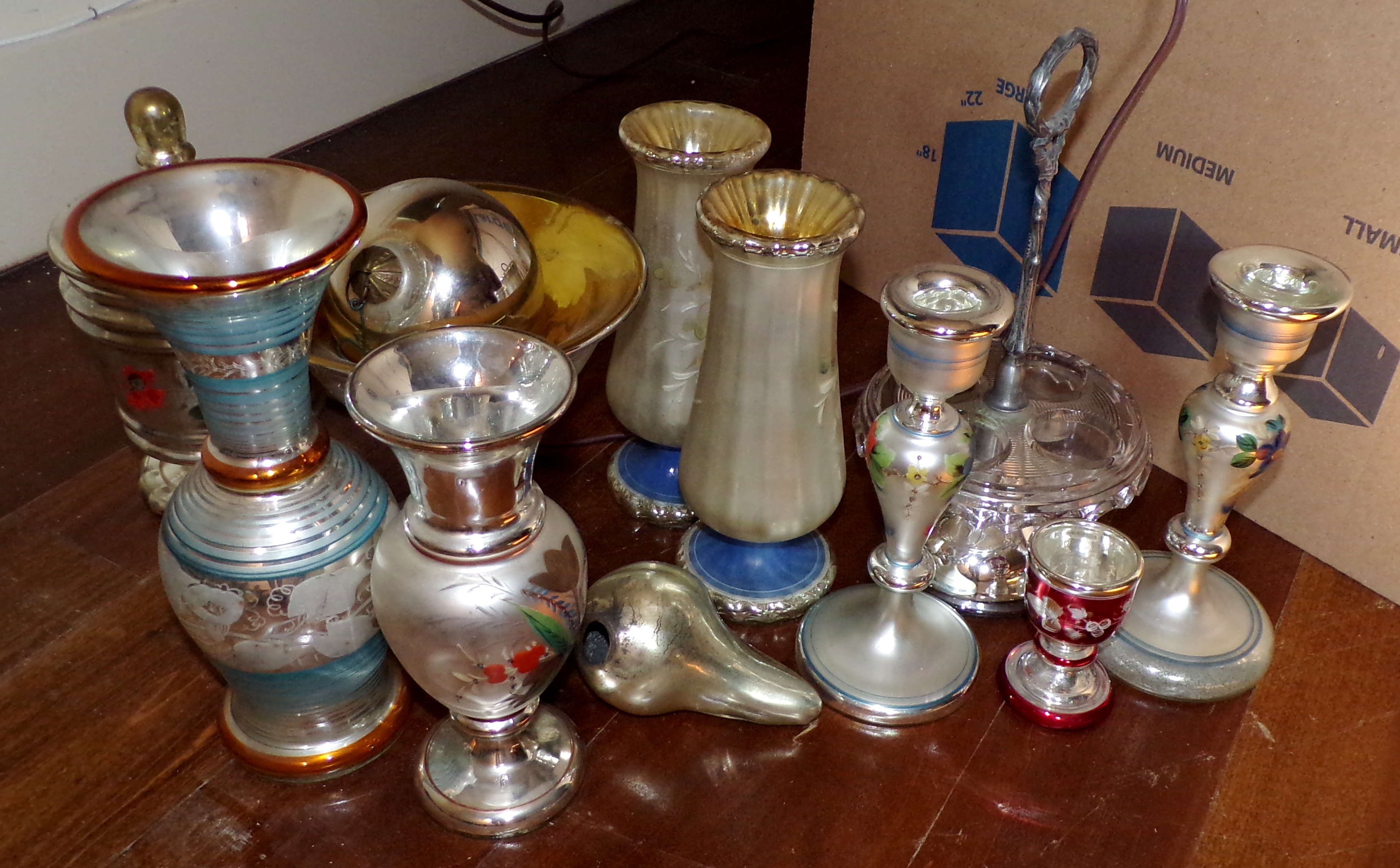 Appraisal: pcs of Mercury glass mostly vases