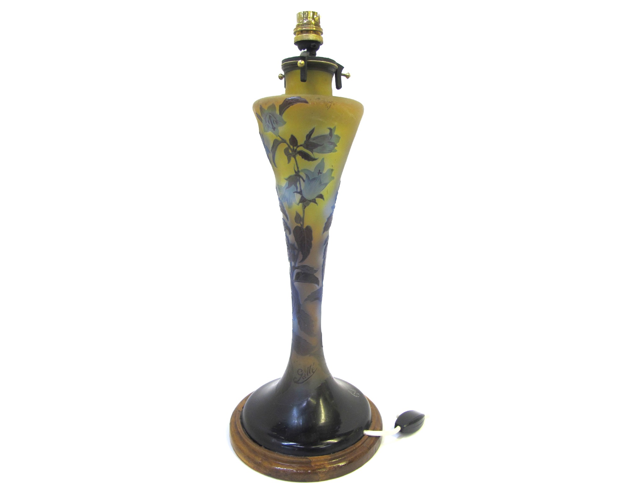 Appraisal: Emile Galle floral tapering baluster vase mounted as a lamp