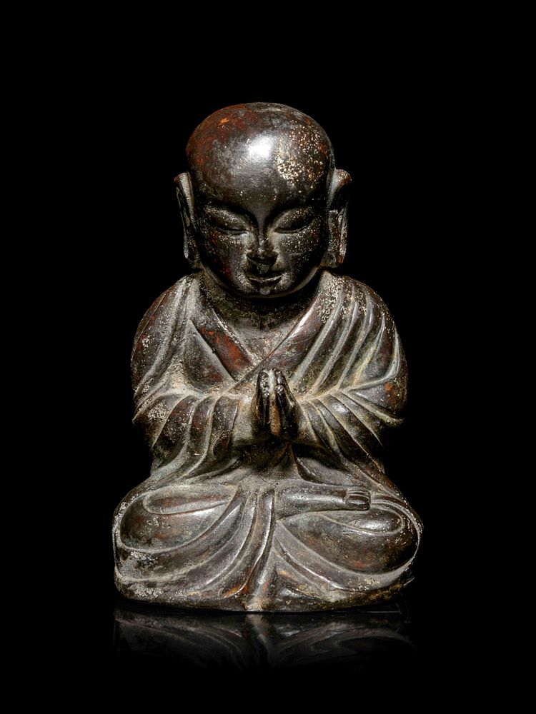 Appraisal: A Small Bronze Figure of a Seated MonkHeight in cm