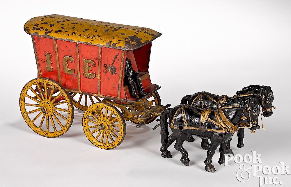 Appraisal: Hubley cast iron horse drawn Ice wagon Hubley cast iron