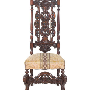 Appraisal: A Jacobean Style Carved Walnut Side Chair Circa - Height