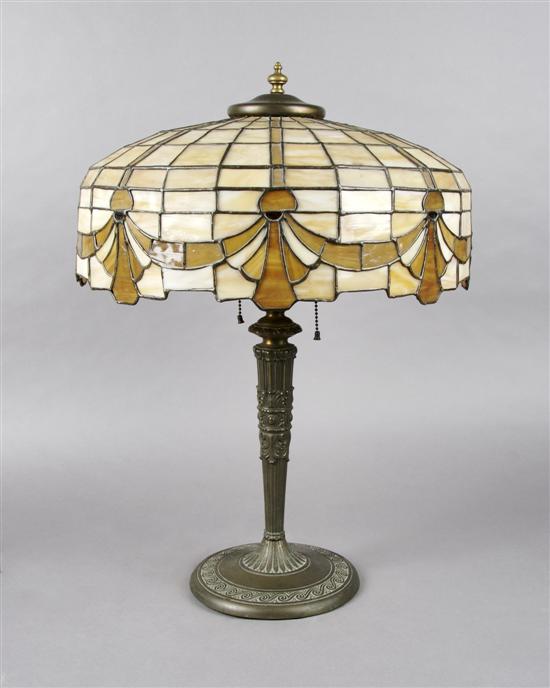 Appraisal: An American Leaded Glass Lamp Diameter of shade inches height