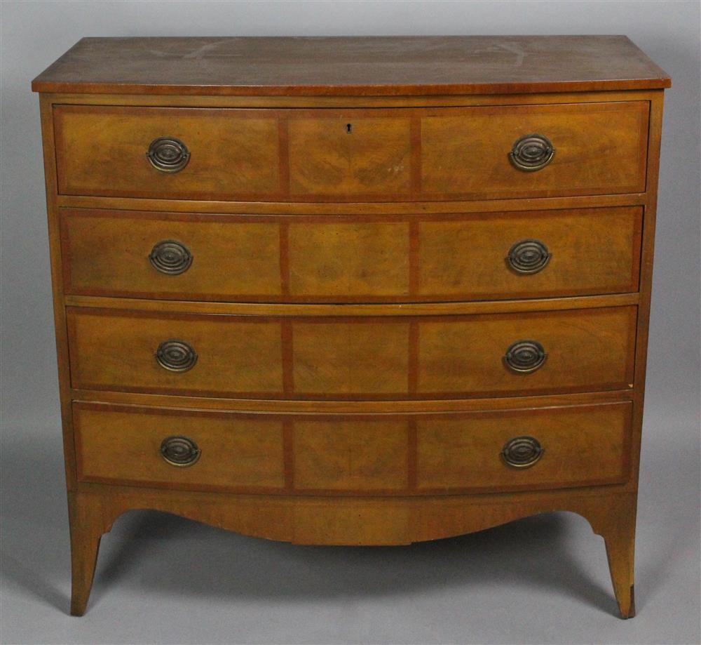 Appraisal: JOHN WIDDICOMB AMERICAN FEDERAL STYLE BOWFRONT CROSSBANDED CHEST OF DRAWERS