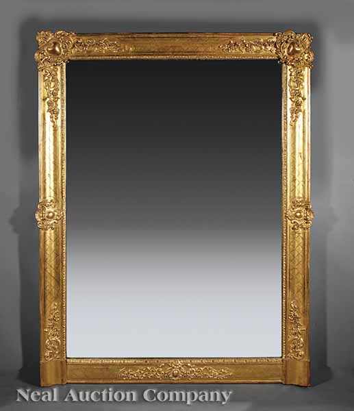 Appraisal: A Restauration Carved and Gilded Mirror c the molded frame