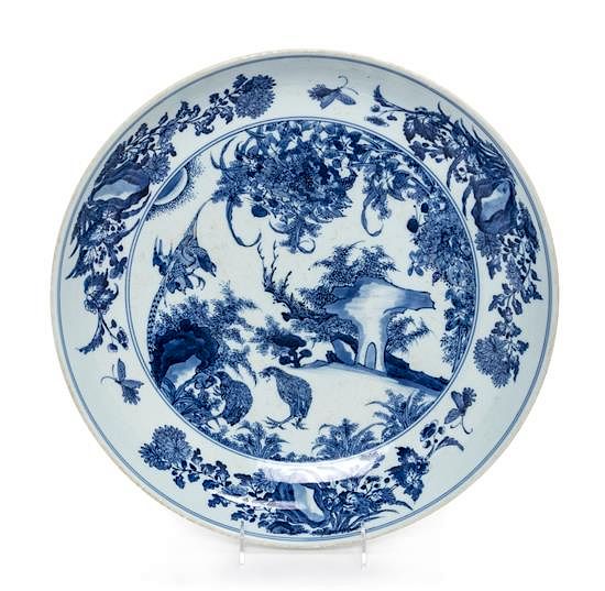 Appraisal: A Large Blue and White Porcelain Charger Diameter inches A