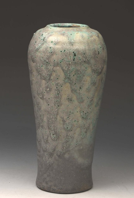 Appraisal: AN UPCHURCH POTTERY BALUSTER VASE with speckled green and grey