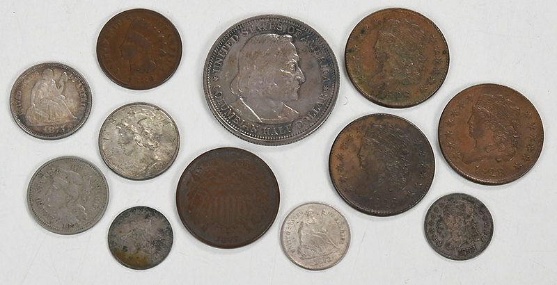 Appraisal: Twelve Assorted United States Coins trio of Half Cents Columbian