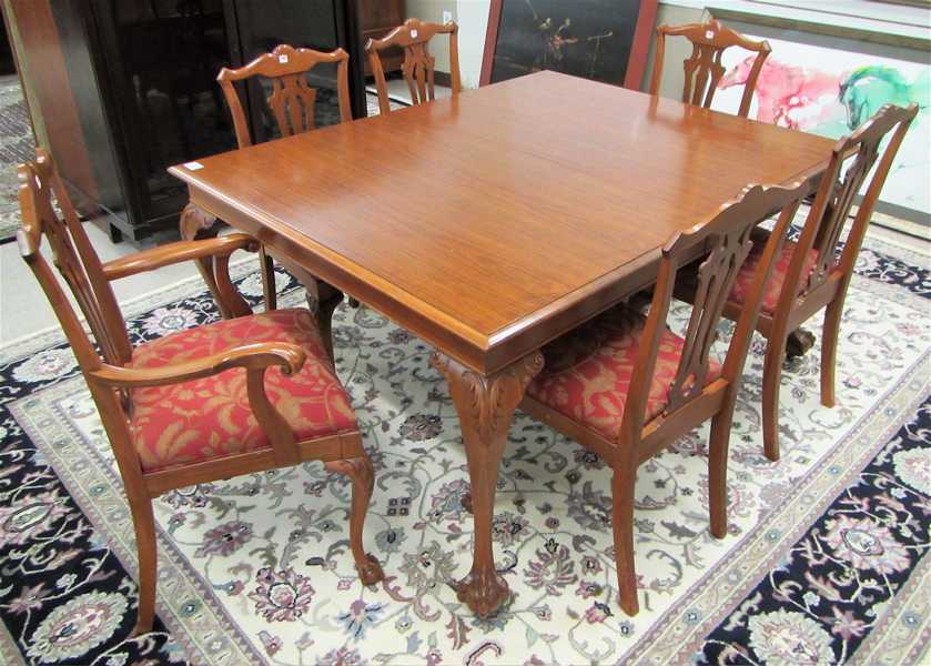 Appraisal: EIGHT-PIECE MAHOGANY DINING FURNITURE SET Chippendale Revival style American early