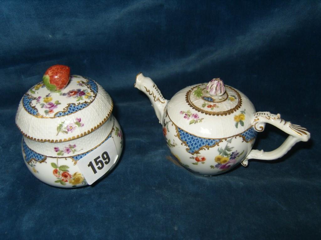 Appraisal: A th century Meissen miniature teapot with painted floral sprays