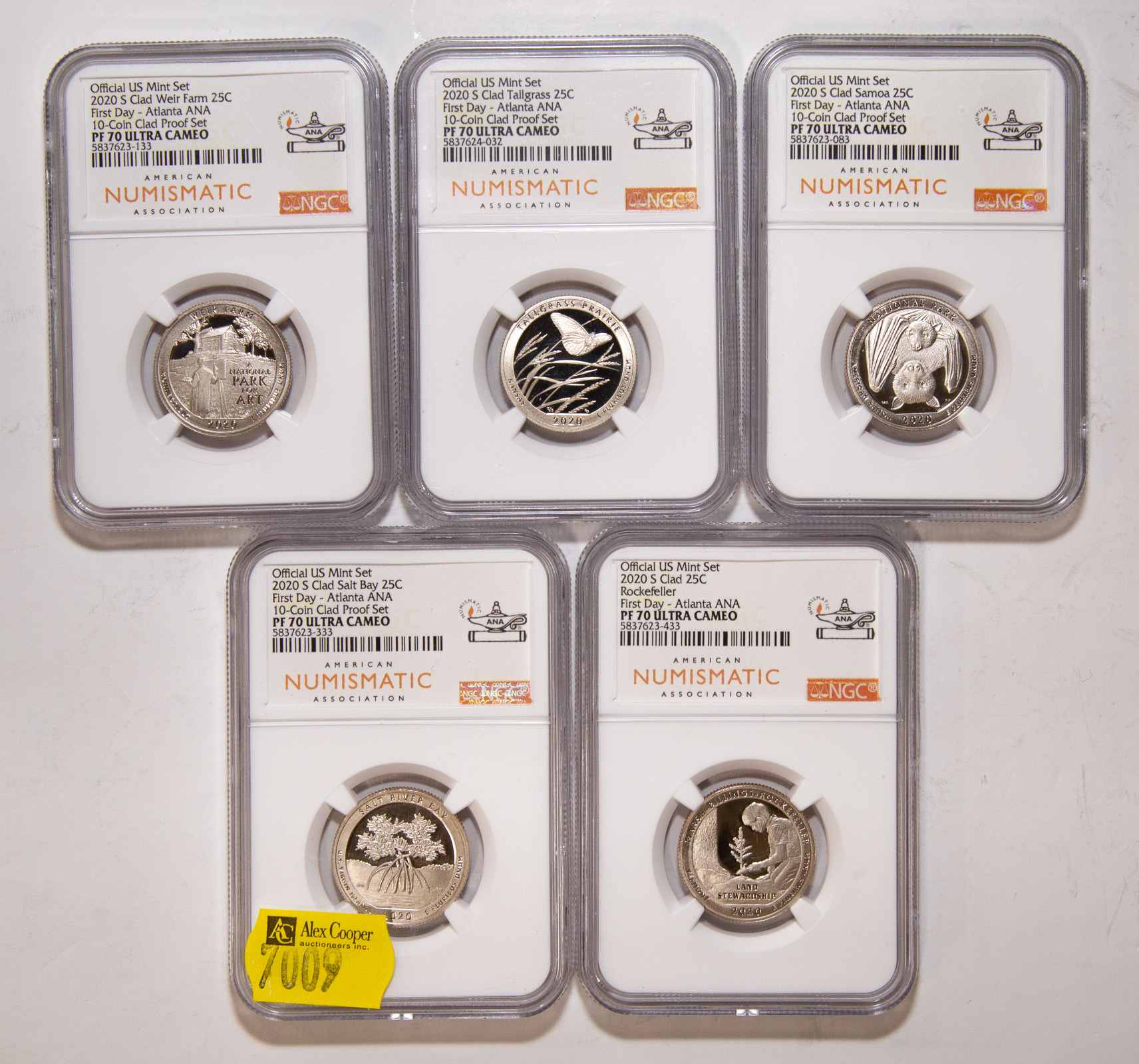 Appraisal: -S COIN CLAD QUARTER SET NGC PF CAMEO The five