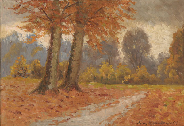 Appraisal: Finn Wennerwald Danish - Impressionistic fall landscape oil on canvas