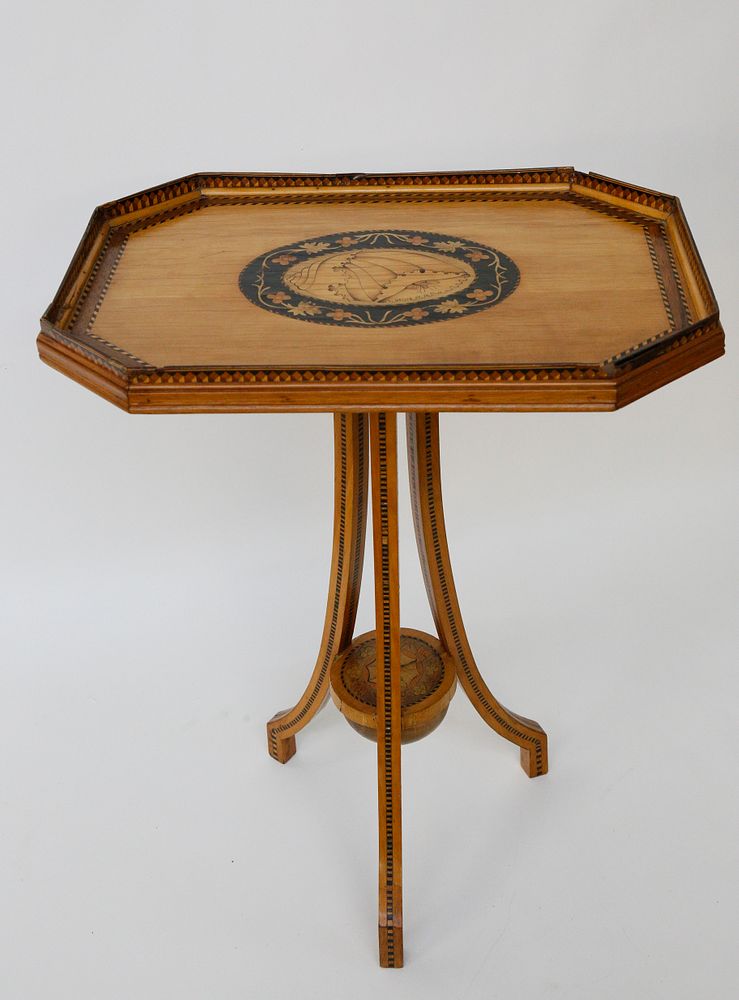 Appraisal: English Inlaid Tray Top Stand mid th century English Inlaid