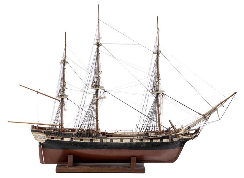 Appraisal: EARLY AMERICAN WARSHIP MODEL Handmade Wooden Model of the USS