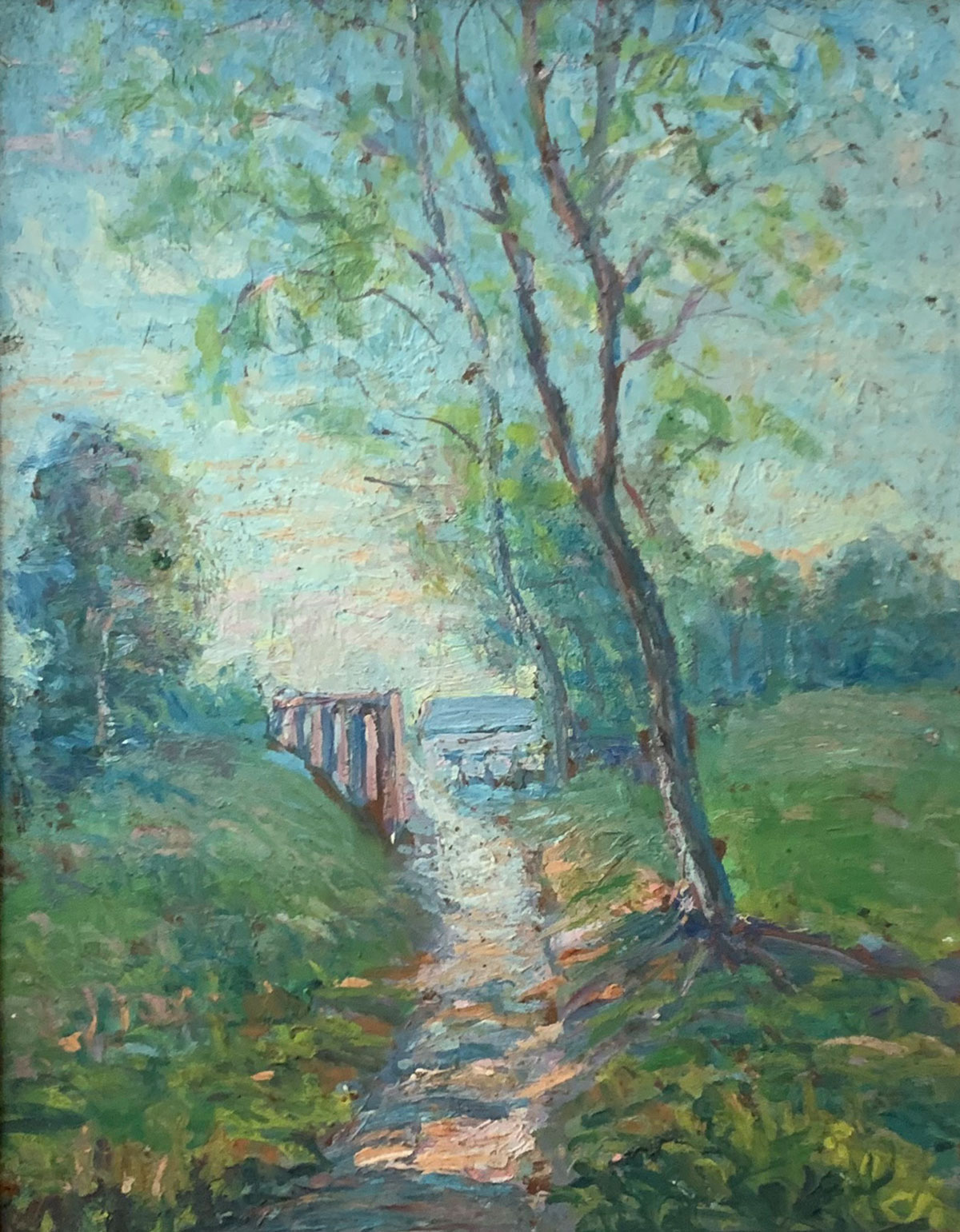 Appraisal: PRATT Samuel Baldwin American - ''The Path'' Oil Masonite ''