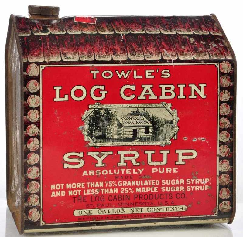 Appraisal: Log Cabin Syrup Tin Description Rare -gallon unusual size of