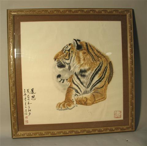 Appraisal: CHINESE PAINTING OF A TIGER Ink and color painted as