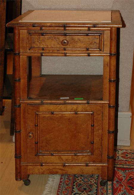 Appraisal: Marble Top Faux Bamboo Bedside Cabinet Estimate -