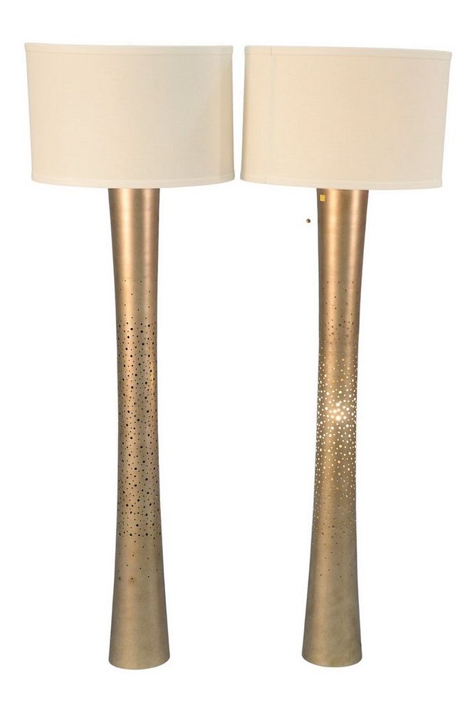 Appraisal: Pair of Contemporary Floor Lamps having light-up shaft height inches