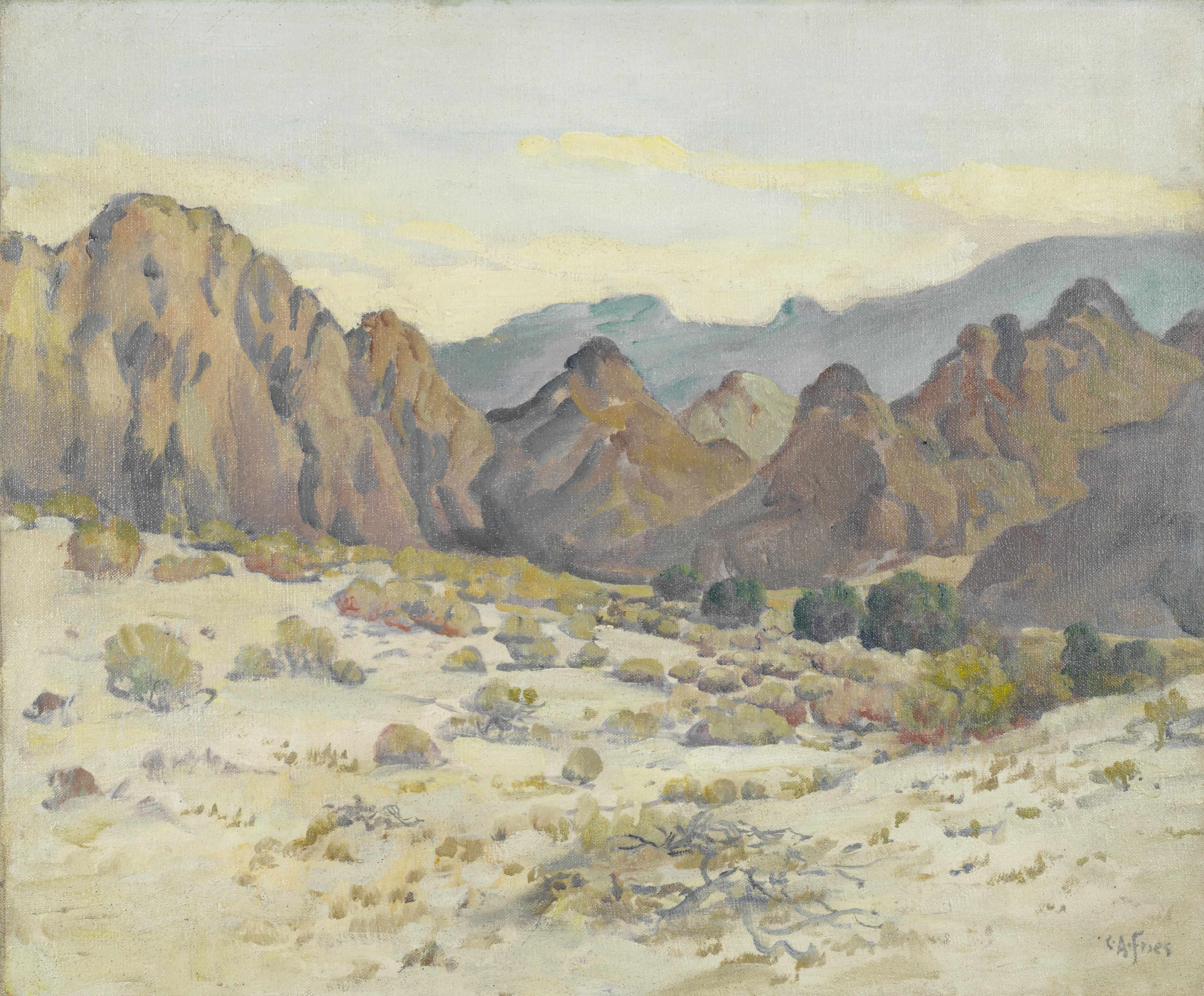 Appraisal: Charles A Fries American - Desert peaks signed 'C A