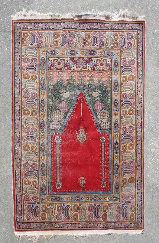 Appraisal: SEMI-ANTIQUE TURKISH HAND KNOTTED WOOL RUG ' '' x '