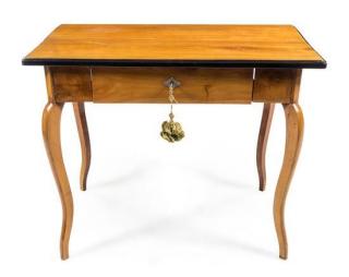 Appraisal: A Biedermeier Parcel Ebonized Birch Writing Table Height x width