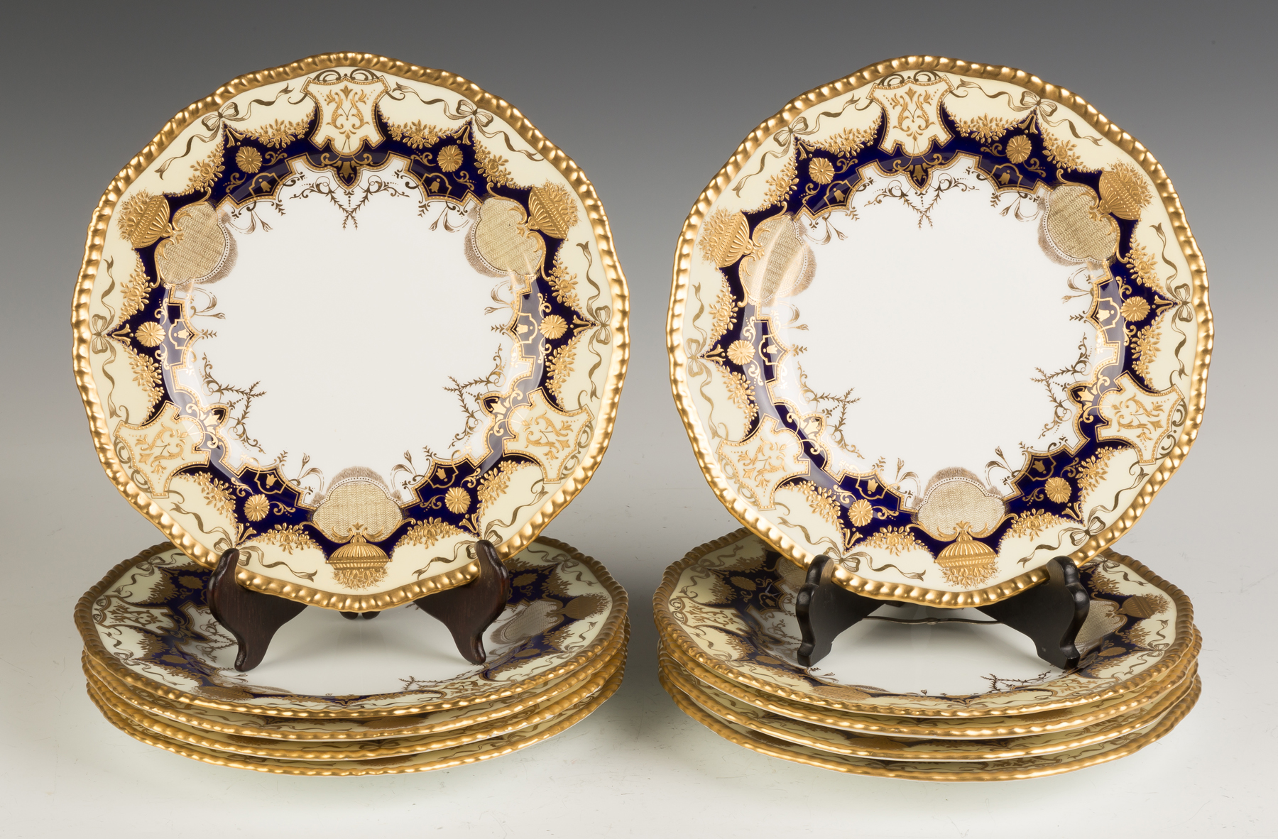 Appraisal: Ten Coalport Hand Painted Porcelain Plates with Gold Leaf C