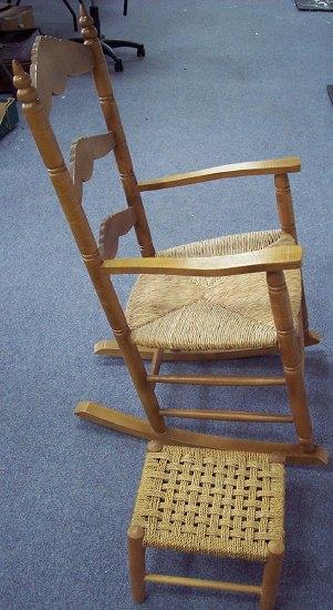 Appraisal: A rocking chair and a small wicker stool