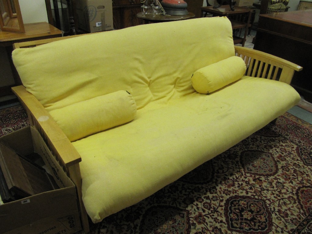 Appraisal: Wooden railed futon