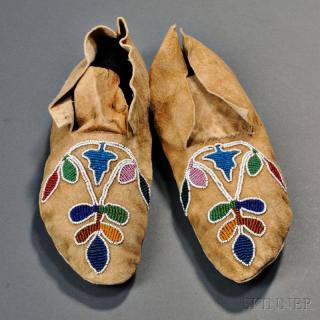 Appraisal: Otoe Beaded Hide Moccasins c last quarter th century with