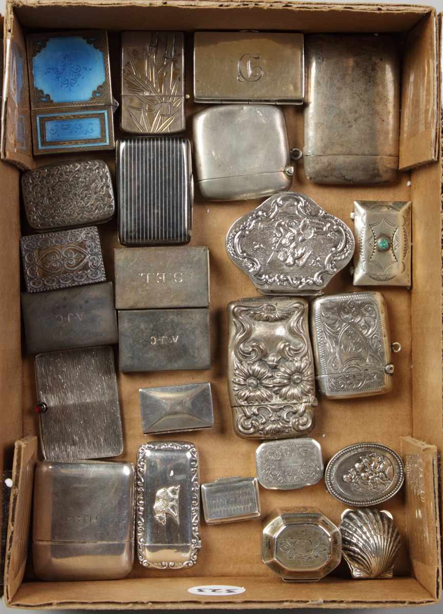 Appraisal: Group of sterling silver match safes small boxes etc Group