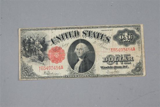 Appraisal: SERIES ONE DOLLAR NOTE Red seal with Speelman White signatures