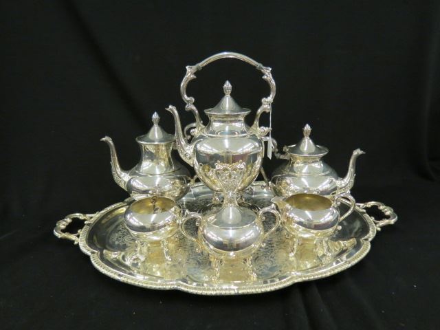 Appraisal: Silverplate Tea Coffee Service with hotwater kettle coffeepot teapot creamer