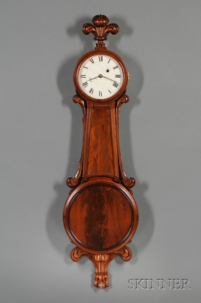 Appraisal: Mahogany Girandole Clock Attributed to J N Dunning Burlington Vermont