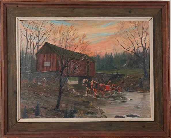 Appraisal: Condemned Bridge Mill Creek Bridge Bucks County oil on board