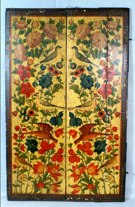 Appraisal: Continental painted panel probably door insets to a cabinet th