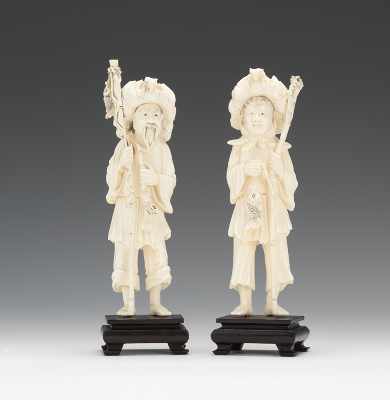 Appraisal: A Pair Ivory Figures of Fishermen A pair of Japanese