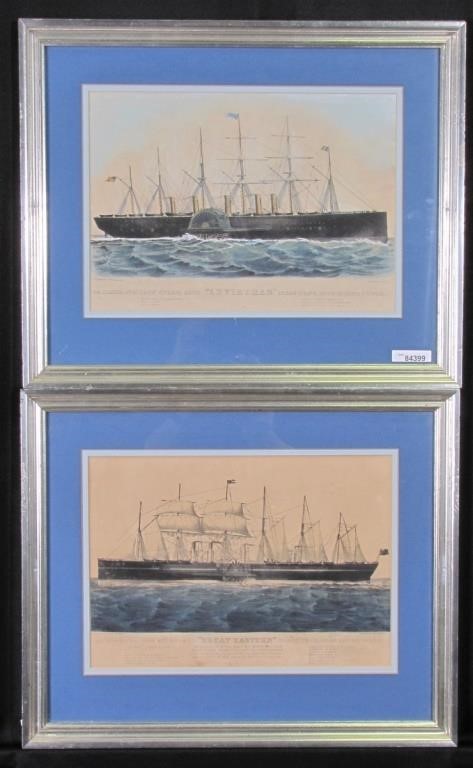 Appraisal: Two antique Currier Ives nautical lithographs including Great Eastern and