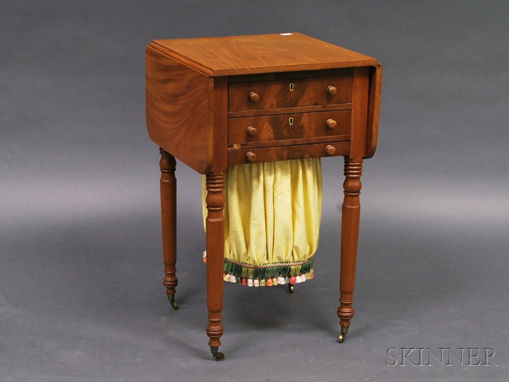 Appraisal: Federal Bleached Mahogany Sewing Stand America early th century the