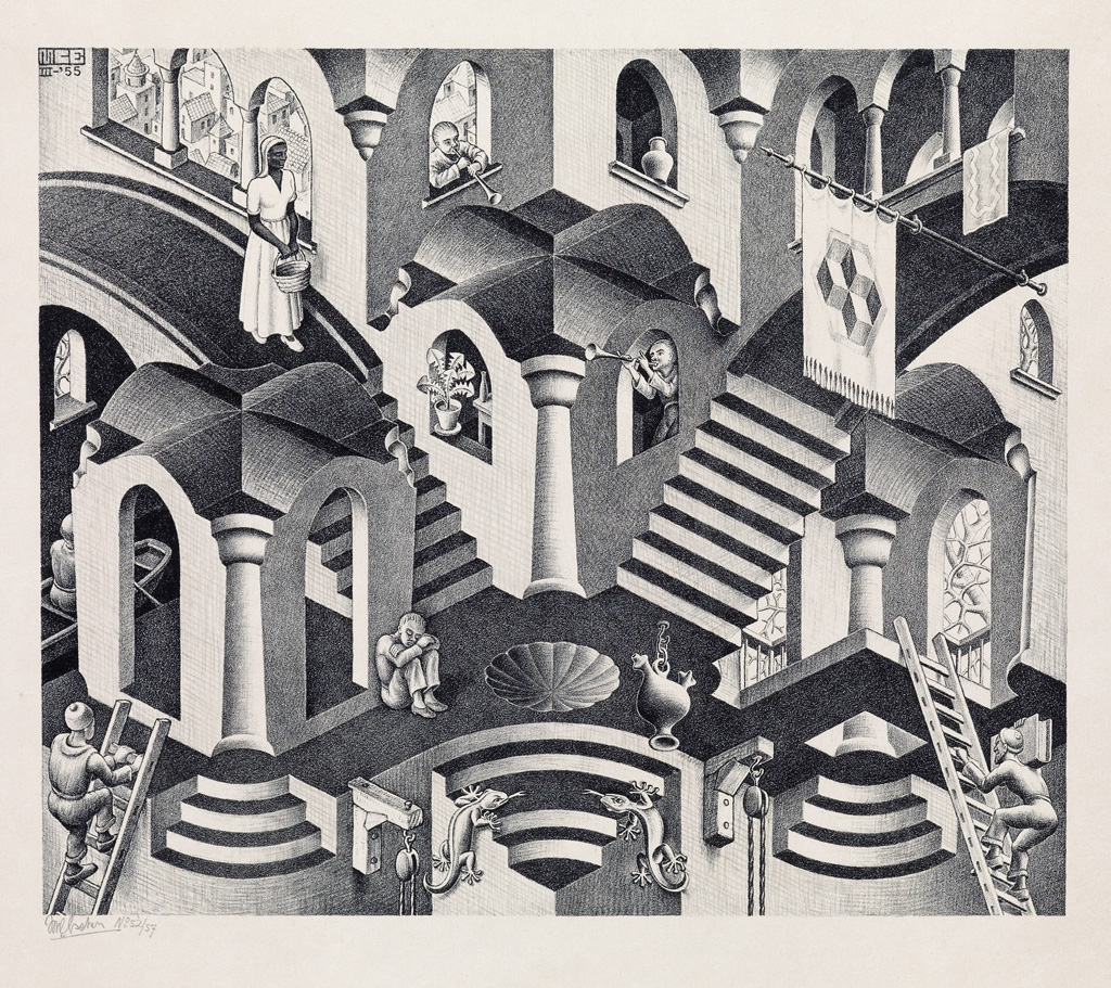 Appraisal: MAURITS C ESCHER Convex and Concave Lithograph x mm x