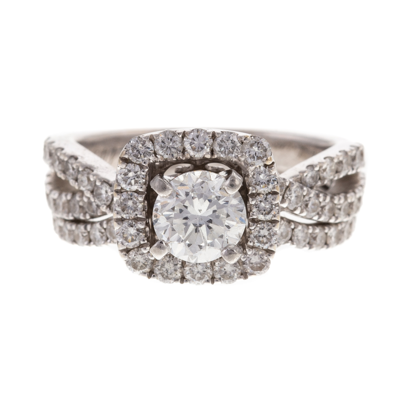 Appraisal: A ROUND BRILLIANT DIAMOND WEDDING SET IN K K white