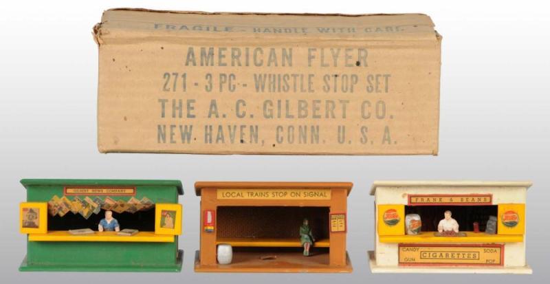 Appraisal: American Flyer -Piece No Whistle Stop Set Description Post-war S-gauge