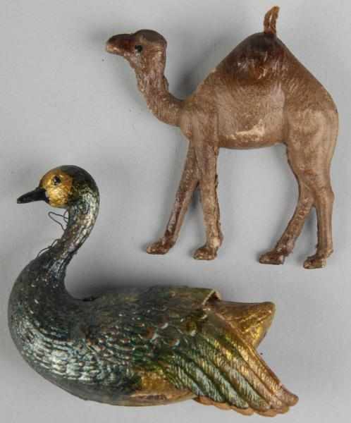 Appraisal: Lot of German Dresden Christmas Decorations Description Includes one swan