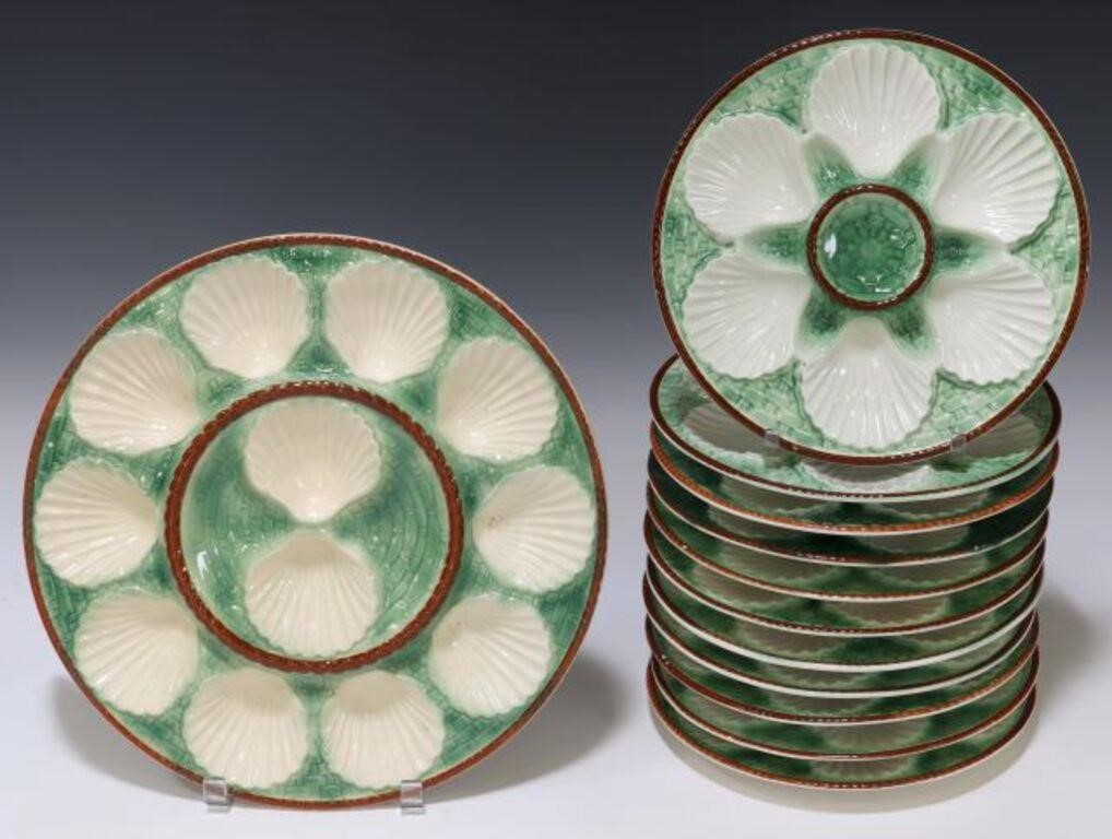 Appraisal: lot of French faience oyster service in green and white